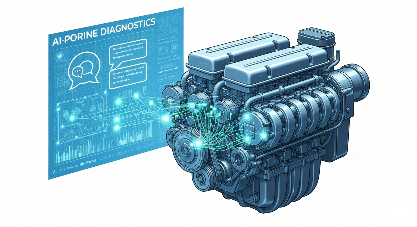 ShopTrack AI-powered diagnostic assistant interface for marine work orders
